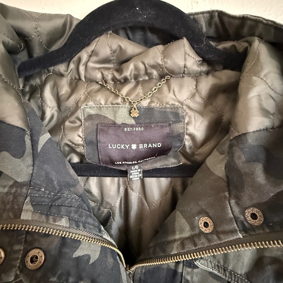 Lucky Brand Hooded Twill Anorak Jacket Lucky Brand Camo Utility Jacket Hooded L - Picture 4 of 8